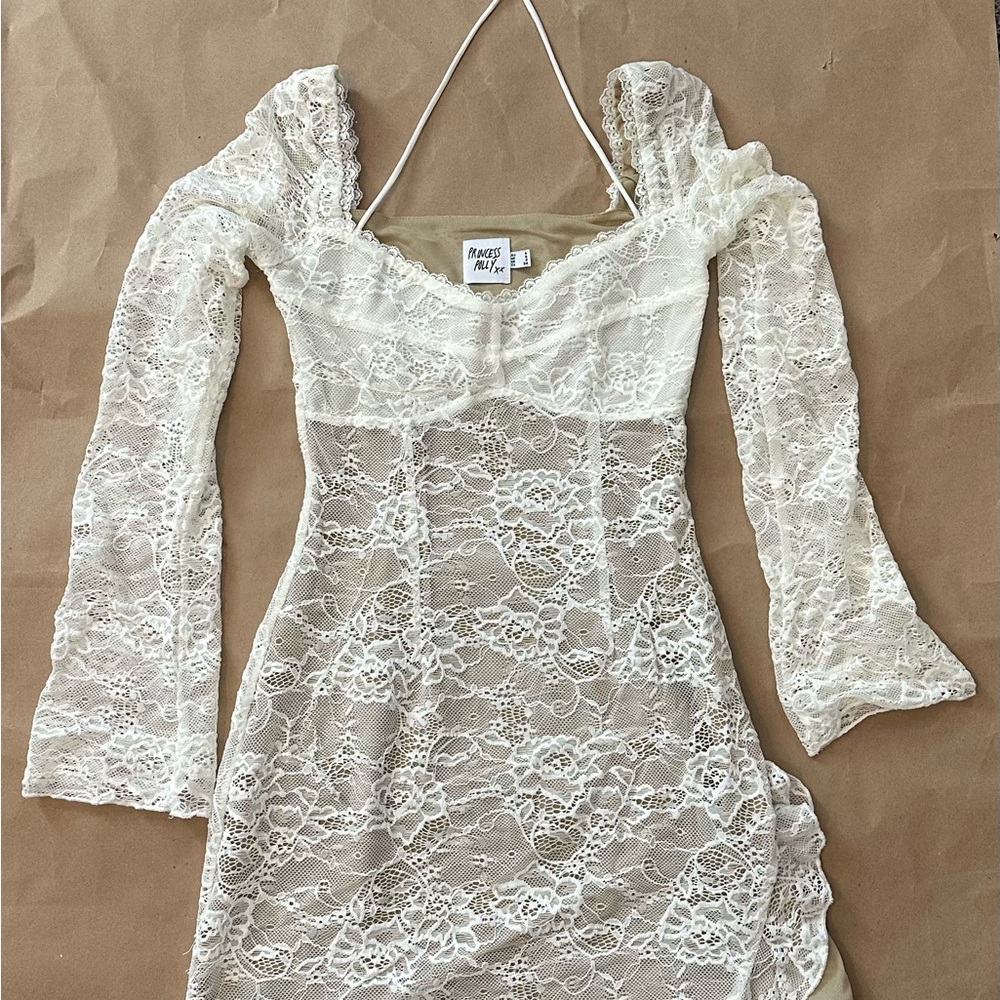 Princess Polly White Lace V-Neck Dress